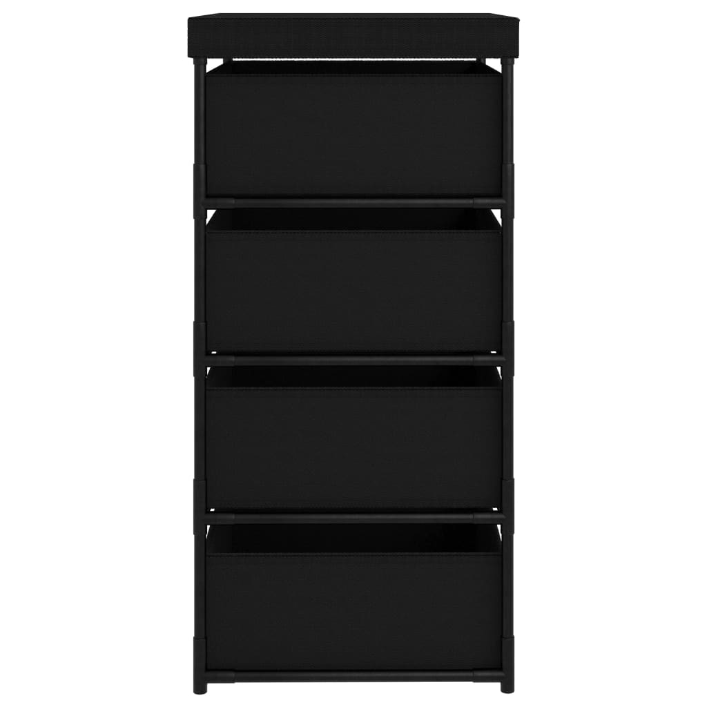 vidaXL Raft de depozitare cu 4 coșuri textile, negru, oțel vidaXL Raft de depozitare cu 4 coșuri textile, negru, oțel