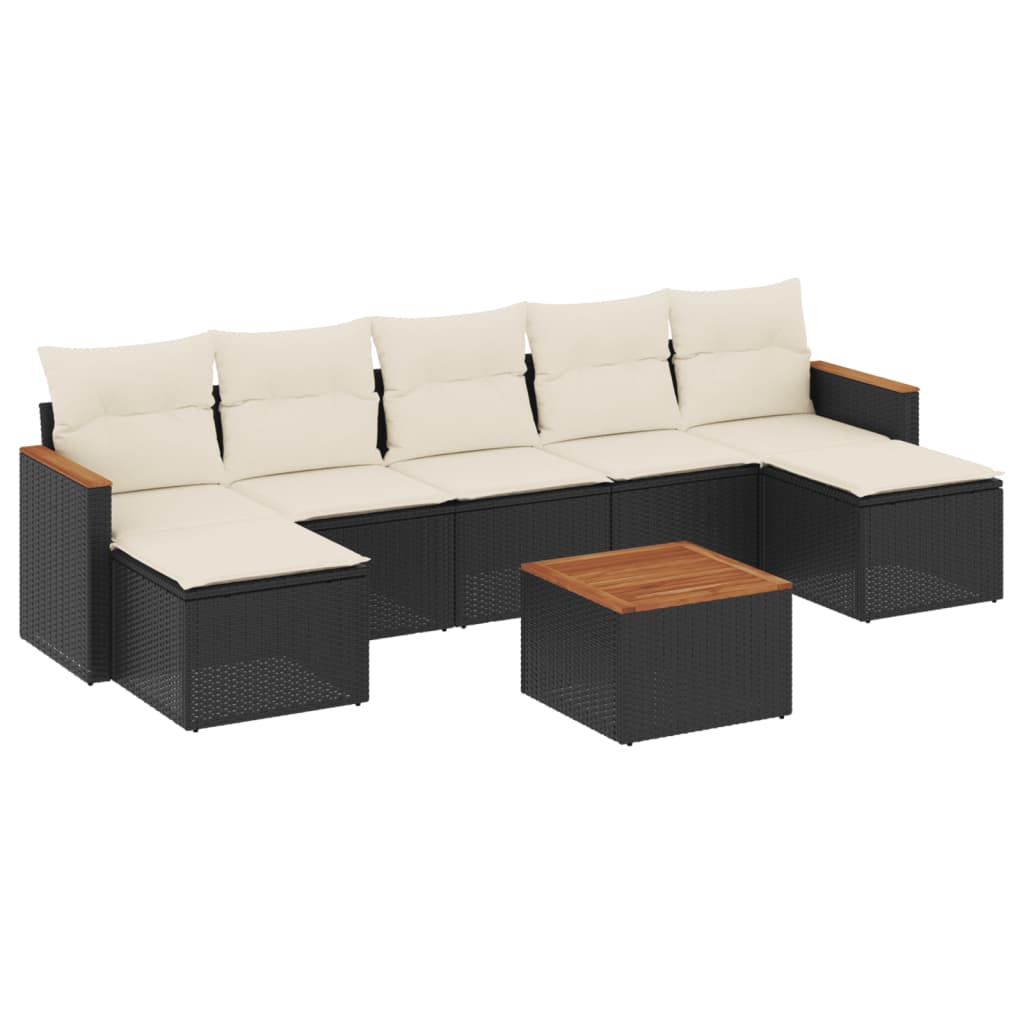 vidaXL Set mobilier de grădină cu perne, 8 piese, negru, poliratan vidaXL Set mobilier de grădină cu perne, 8 piese, negru, poliratan