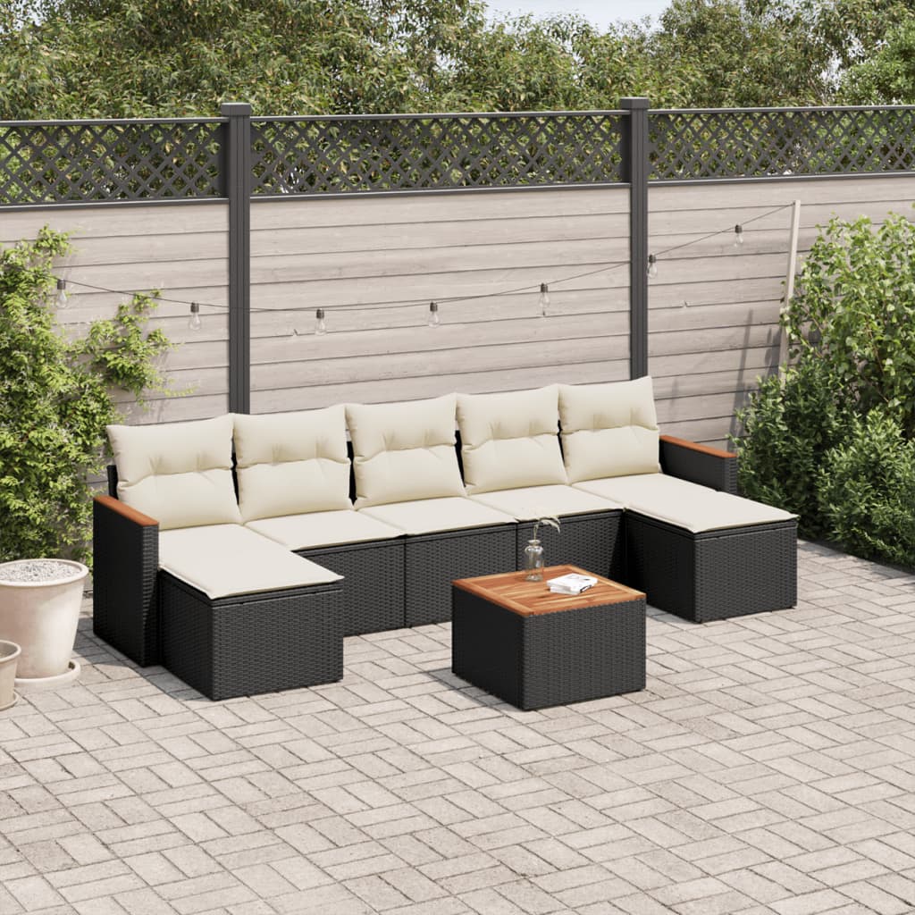 vidaXL Set mobilier de grădină cu perne, 8 piese, negru, poliratan vidaXL Set mobilier de grădină cu perne, 8 piese, negru, poliratan