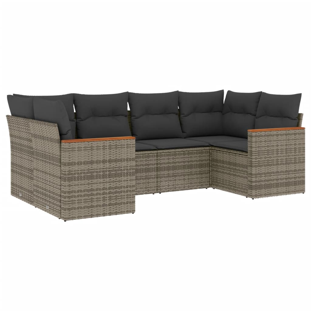 vidaXL Set mobilier grădină cu perne, 6 piese, gri, poliratan