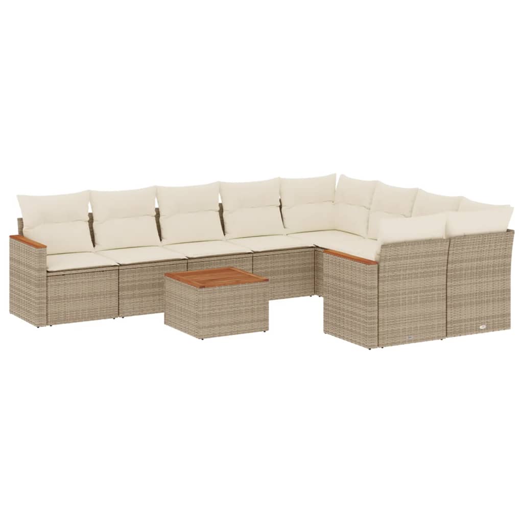 vidaXL Set canapele de grădină cu perne, 10 piese, bej, poliratan