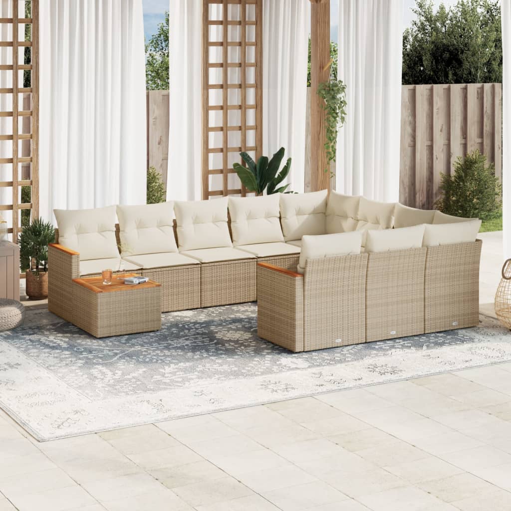 vidaXL Set canapele de grădină cu perne, 11 piese, bej, poliratan vidaXL Set canapele de grădină cu perne, 11 piese, bej, poliratan