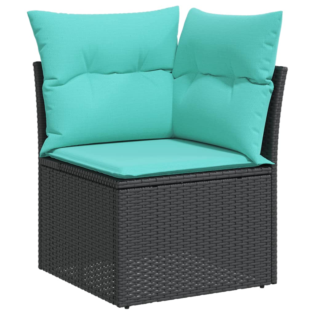 vidaXL Set mobilier de grădină cu perne, 9 piese, negru, poliratan