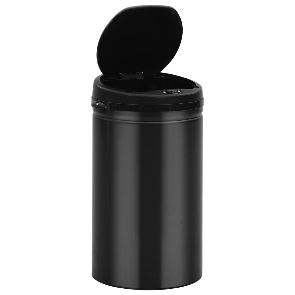 vidaXL Coș de gunoi automat cu senzor, 40 L, negru, oțel carbon vidaXL Coș de gunoi automat cu senzor, 40 L, negru, oțel carbon