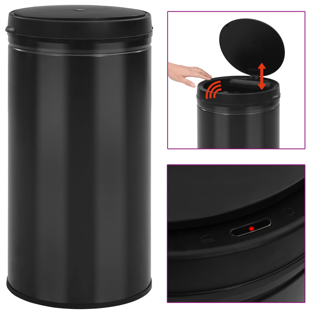 vidaXL Coș de gunoi automat cu senzor, 60 L, negru, oțel carbon vidaXL Coș de gunoi automat cu senzor, 60 L, negru, oțel carbon