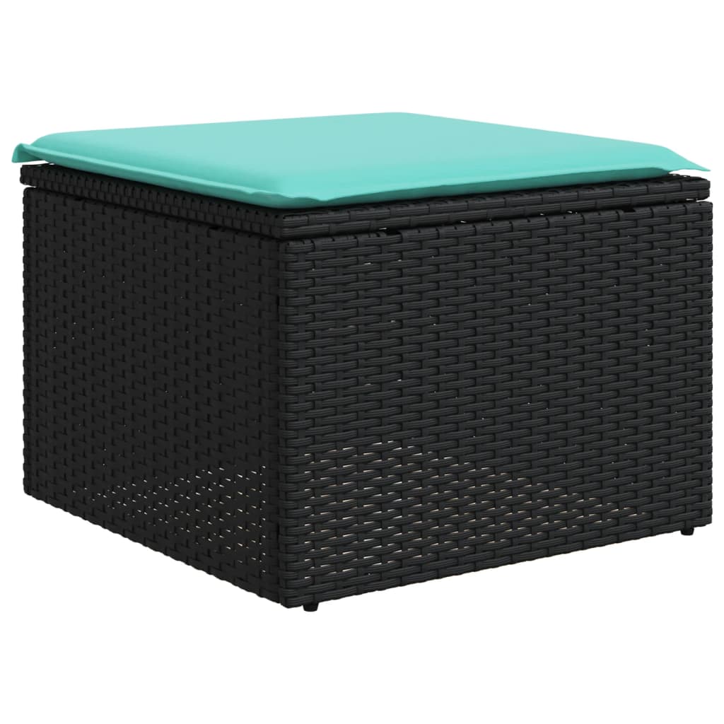 vidaXL Set mobilier de grădină cu perne, 9 piese, negru, poliratan