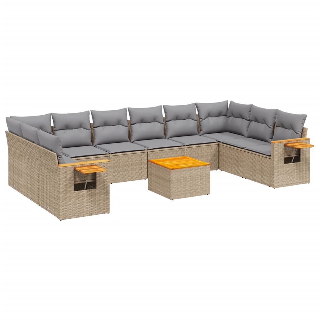 vidaXL Set canapele de grădină cu perne, 11 piese, bej, poliratan