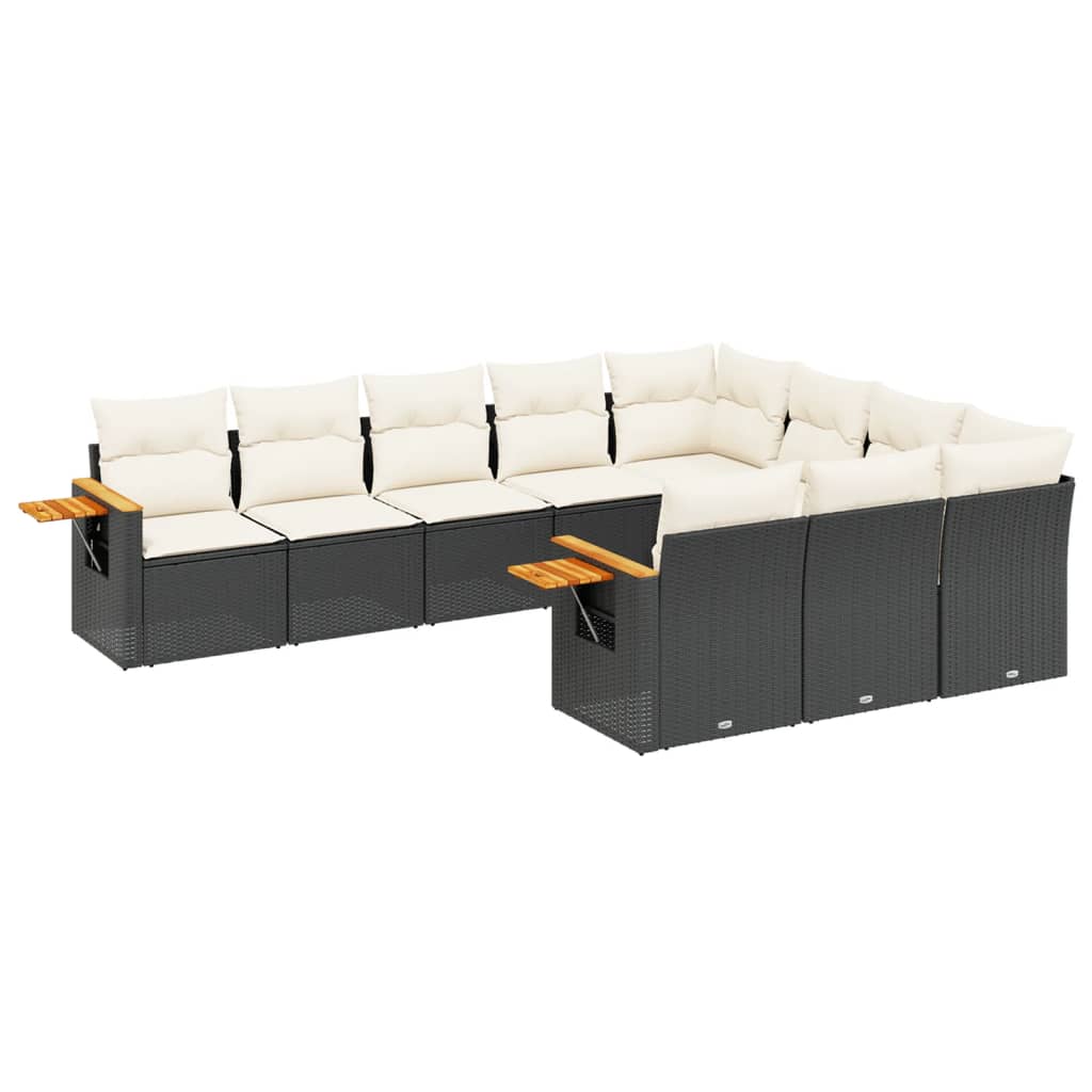 vidaXL Set canapele de grădină cu perne, 10 piese, negru, poliratan vidaXL Set canapele de grădină cu perne, 10 piese, negru, poliratan
