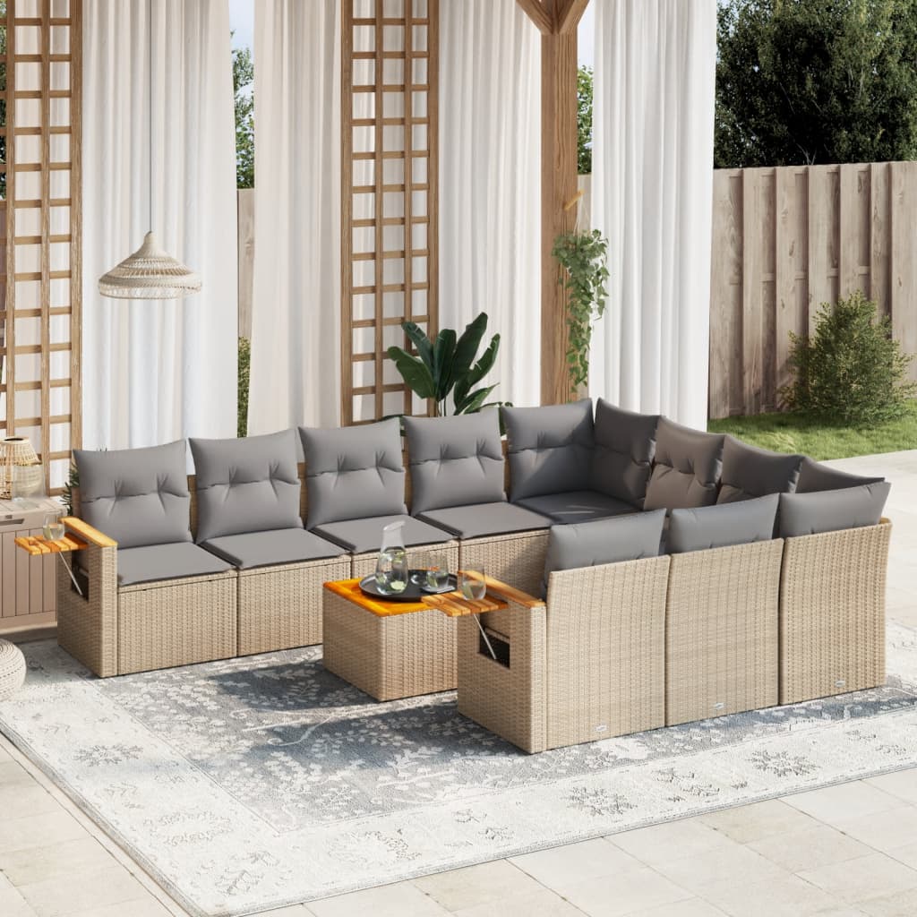 vidaXL Set canapele de grădină cu perne, 11 piese, bej, poliratan vidaXL Set canapele de grădină cu perne, 11 piese, bej, poliratan