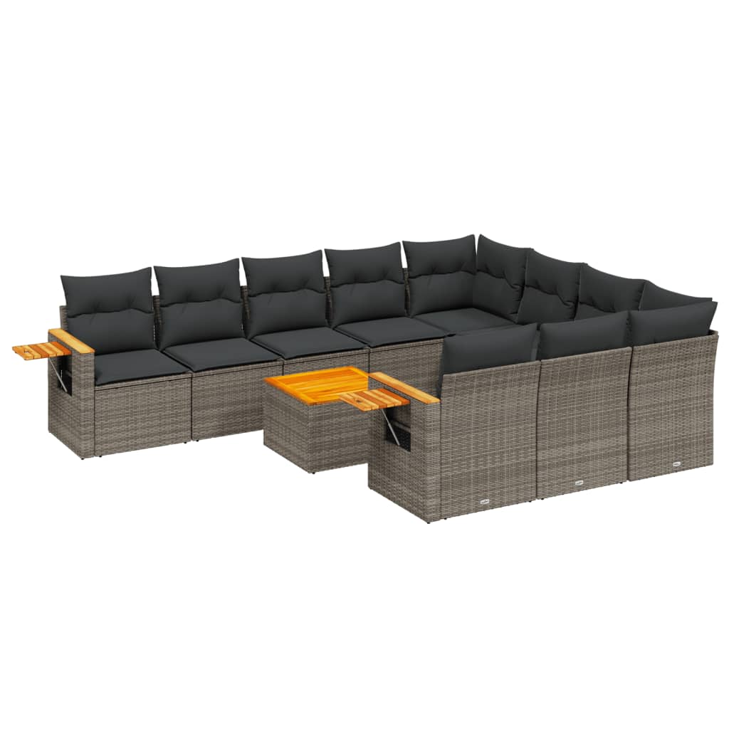 vidaXL Set canapele de grădină cu perne, 11 piese, gri, poliratan vidaXL Set canapele de grădină cu perne, 11 piese, gri, poliratan