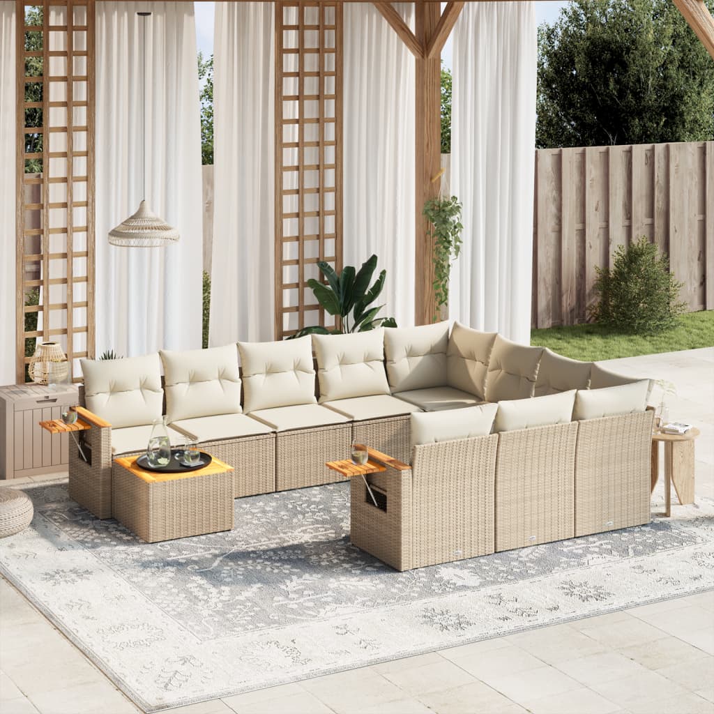 vidaXL Set canapele de grădină cu perne, 11 piese, bej, poliratan vidaXL Set canapele de grădină cu perne, 11 piese, bej, poliratan