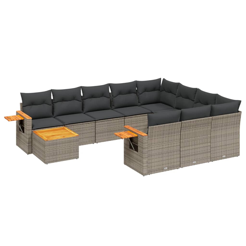 vidaXL Set canapele de grădină cu perne, 11 piese, gri, poliratan vidaXL Set canapele de grădină cu perne, 11 piese, gri, poliratan
