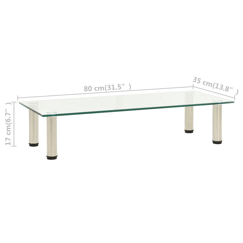 vidaXL Suport TV, transparent, 80 x 35 x 17 cm, sticlă securizată