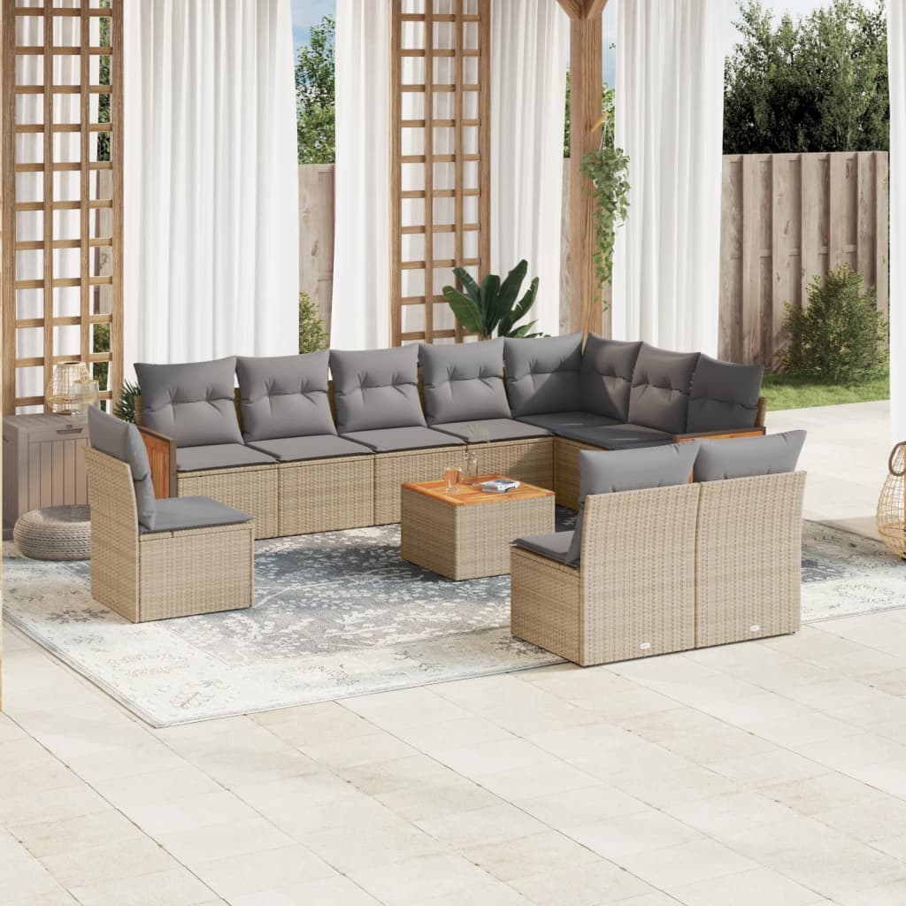 vidaXL Set canapele de grădină cu perne, 11 piese, bej, poliratan vidaXL Set canapele de grădină cu perne, 11 piese, bej, poliratan