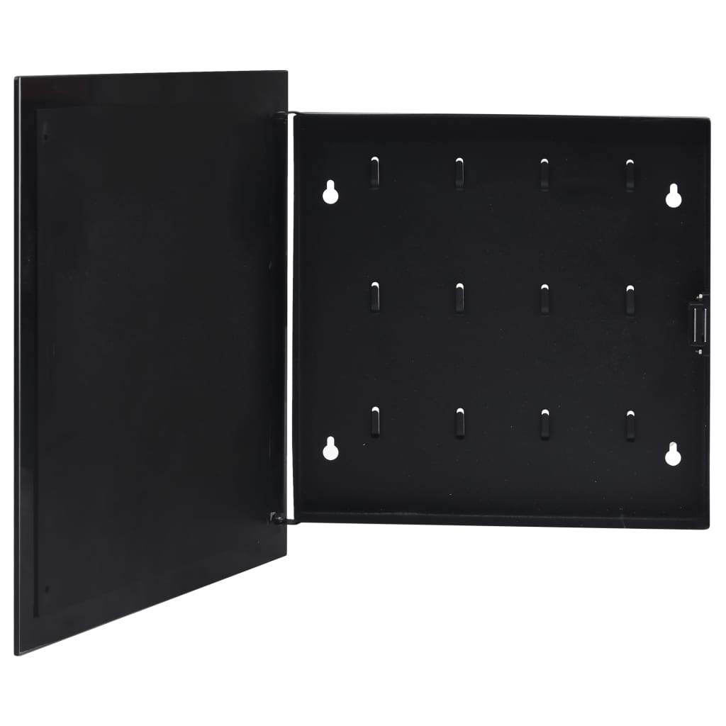 vidaXL Casetă pentru chei cu tablă magnetică, negru, 35 x 35 x 4 cm vidaXL Casetă pentru chei cu tablă magnetică, negru, 35 x 35 x 4 cm