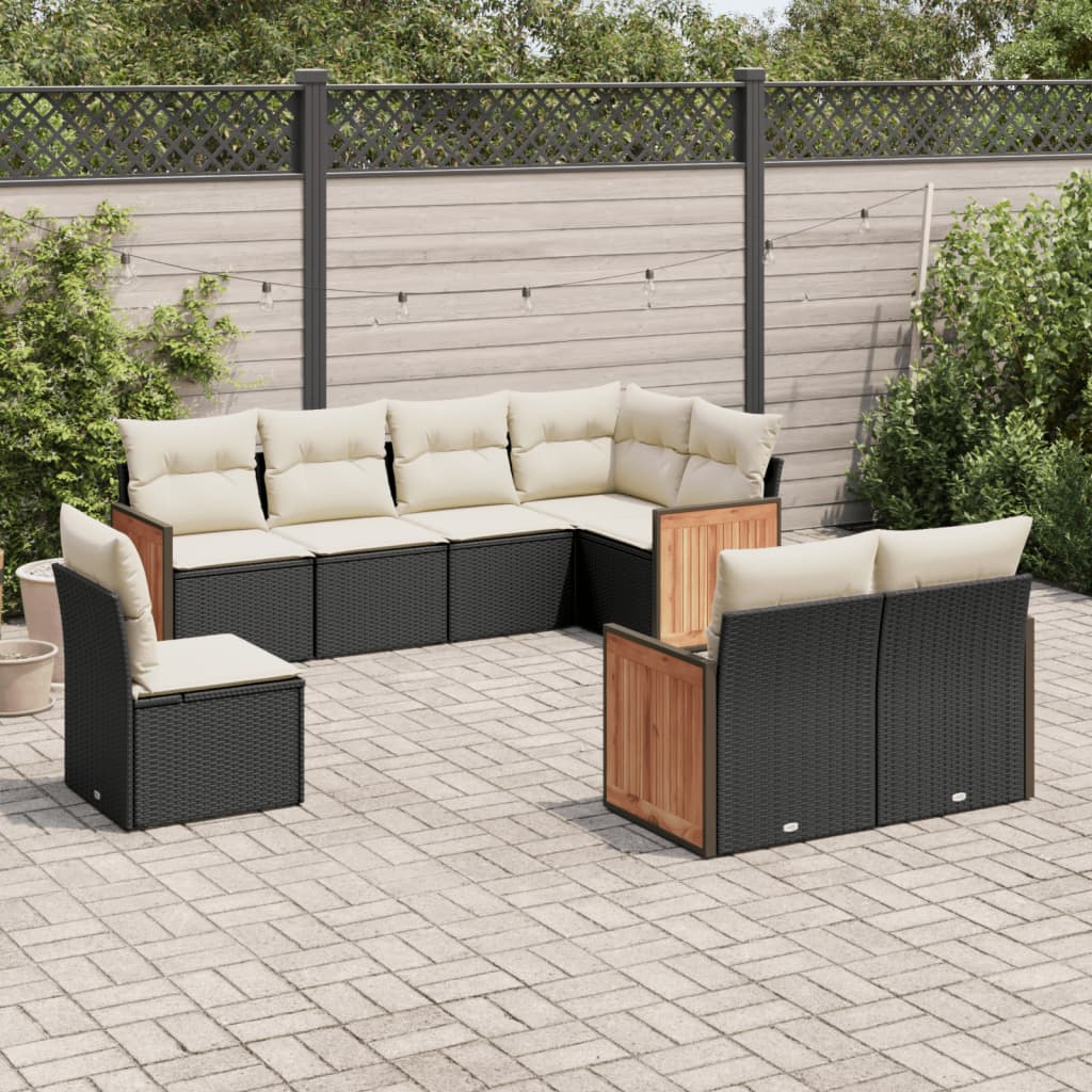 vidaXL Set mobilier de grădină cu perne, 8 piese, negru, poliratan vidaXL Set mobilier de grădină cu perne, 8 piese, negru, poliratan