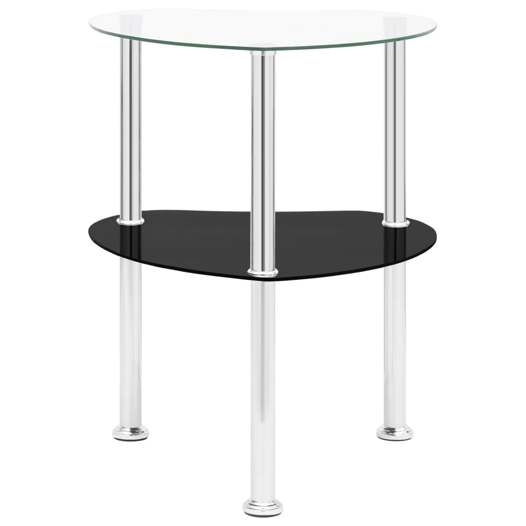 vidaXL Masă laterală 2 niveluri transparent/negru 38x38x50 cm sticlă vidaXL Masă laterală 2 niveluri transparent/negru 38x38x50 cm sticlă