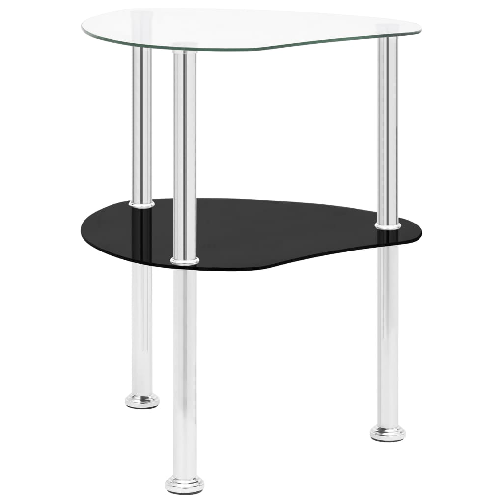vidaXL Masă laterală 2 niveluri transparent/negru 38x38x50 cm sticlă vidaXL Masă laterală 2 niveluri transparent/negru 38x38x50 cm sticlă