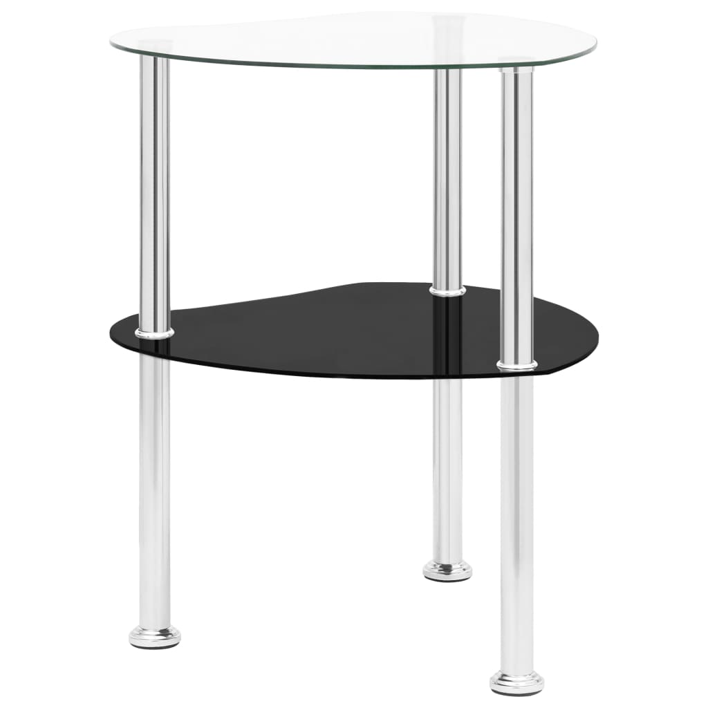 vidaXL Masă laterală 2 niveluri transparent/negru 38x38x50 cm sticlă vidaXL Masă laterală 2 niveluri transparent/negru 38x38x50 cm sticlă