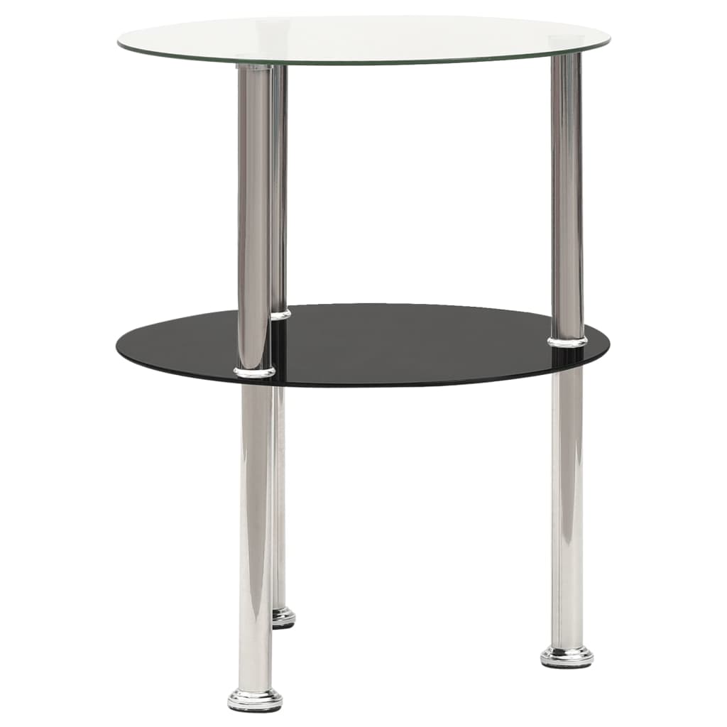 vidaXL Masă laterală 2 niv. transparent/negru 38 cm sticlă securizată vidaXL Masă laterală 2 niv. transparent/negru 38 cm sticlă securizată