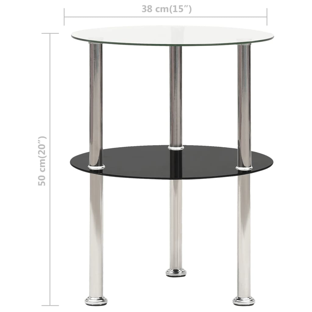 vidaXL Masă laterală 2 niv. transparent/negru 38 cm sticlă securizată vidaXL Masă laterală 2 niv. transparent/negru 38 cm sticlă securizată