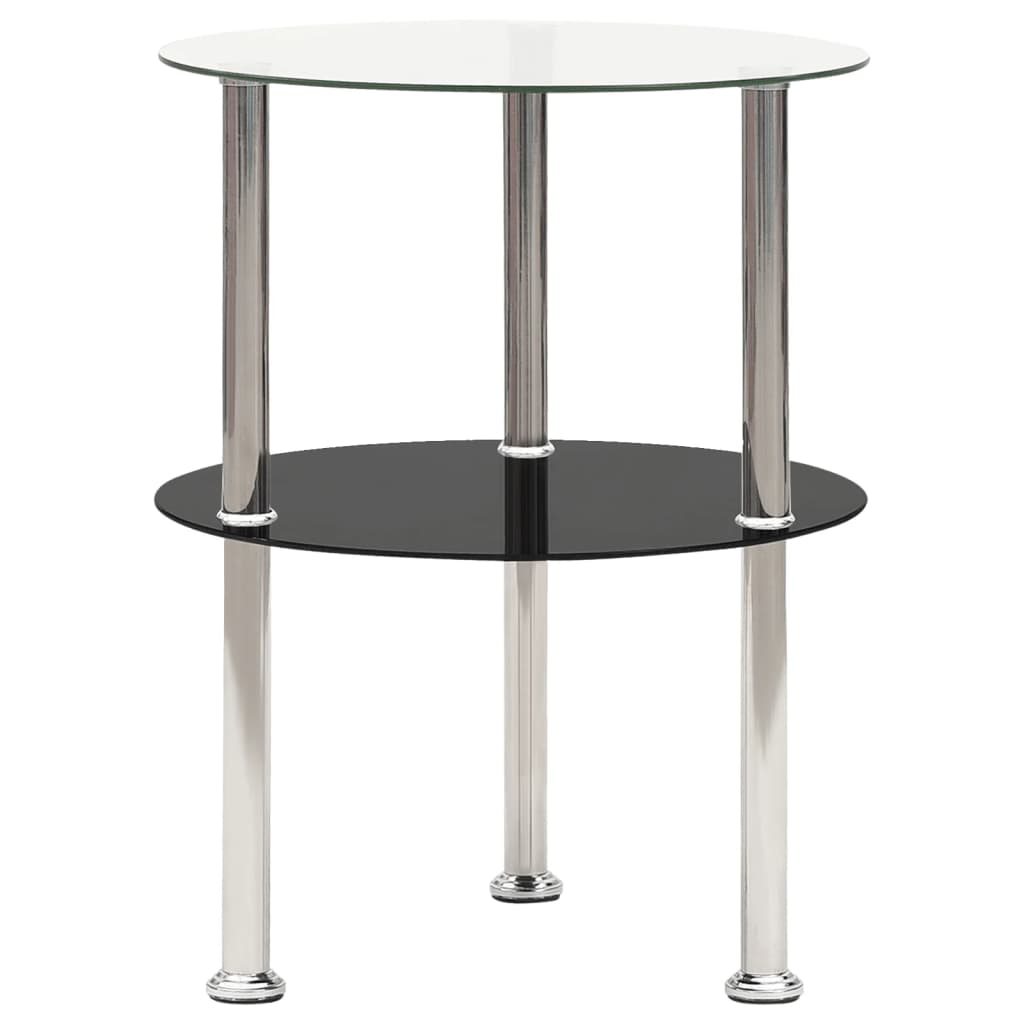 vidaXL Masă laterală 2 niv. transparent/negru 38 cm sticlă securizată vidaXL Masă laterală 2 niv. transparent/negru 38 cm sticlă securizată
