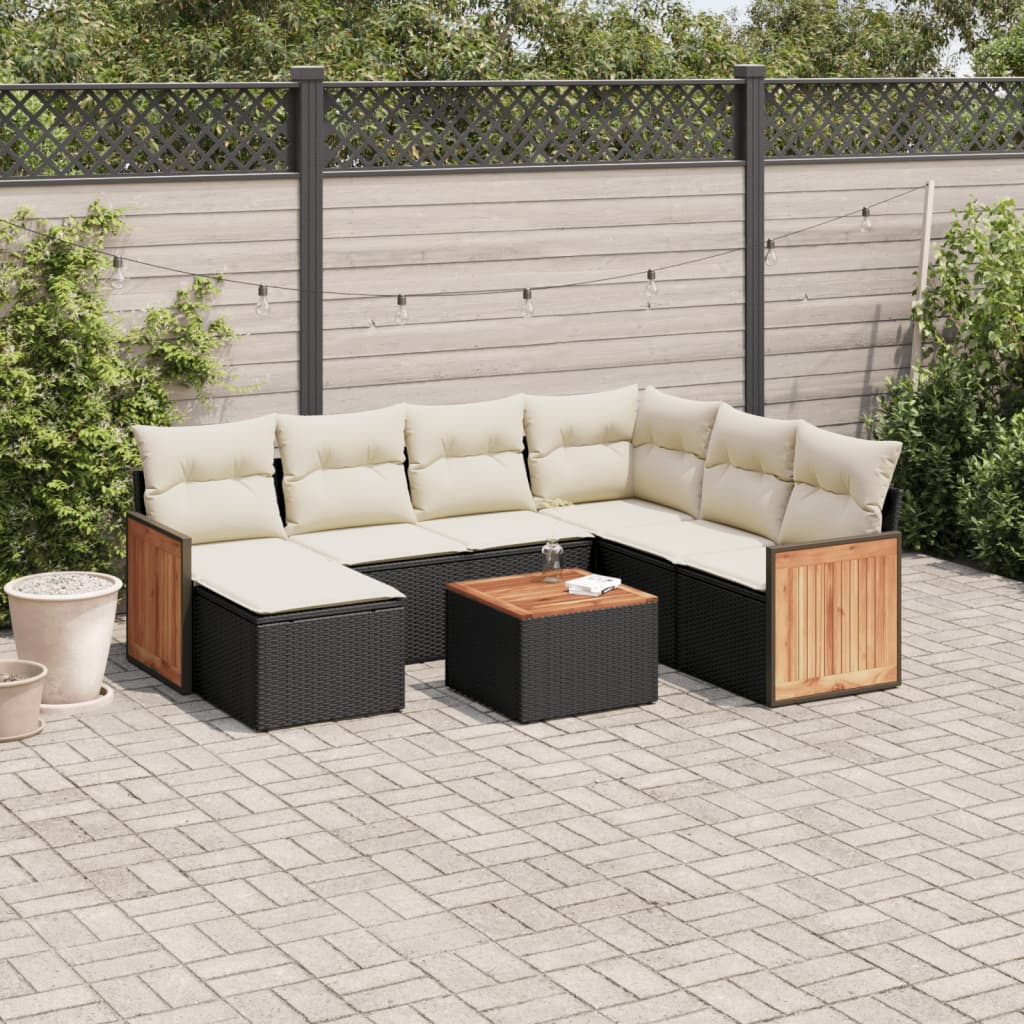 vidaXL Set mobilier de grădină cu perne, 8 piese, negru, poliratan vidaXL Set mobilier de grădină cu perne, 8 piese, negru, poliratan