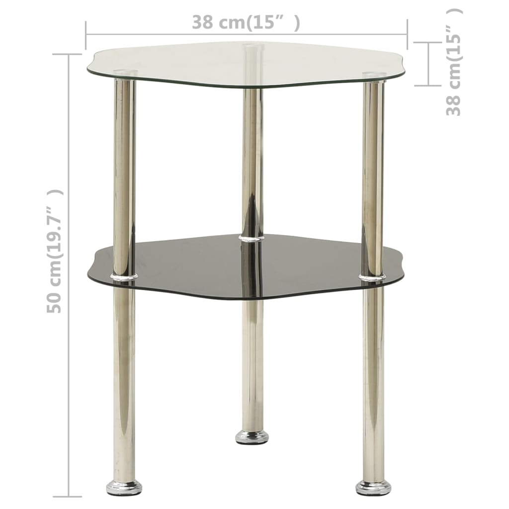 vidaXL Masă laterală 2 niveluri transparent/negru 38x38x50 cm sticlă vidaXL Masă laterală 2 niveluri transparent/negru 38x38x50 cm sticlă