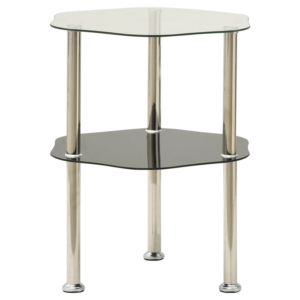 vidaXL Masă laterală 2 niveluri transparent/negru 38x38x50 cm sticlă vidaXL Masă laterală 2 niveluri transparent/negru 38x38x50 cm sticlă