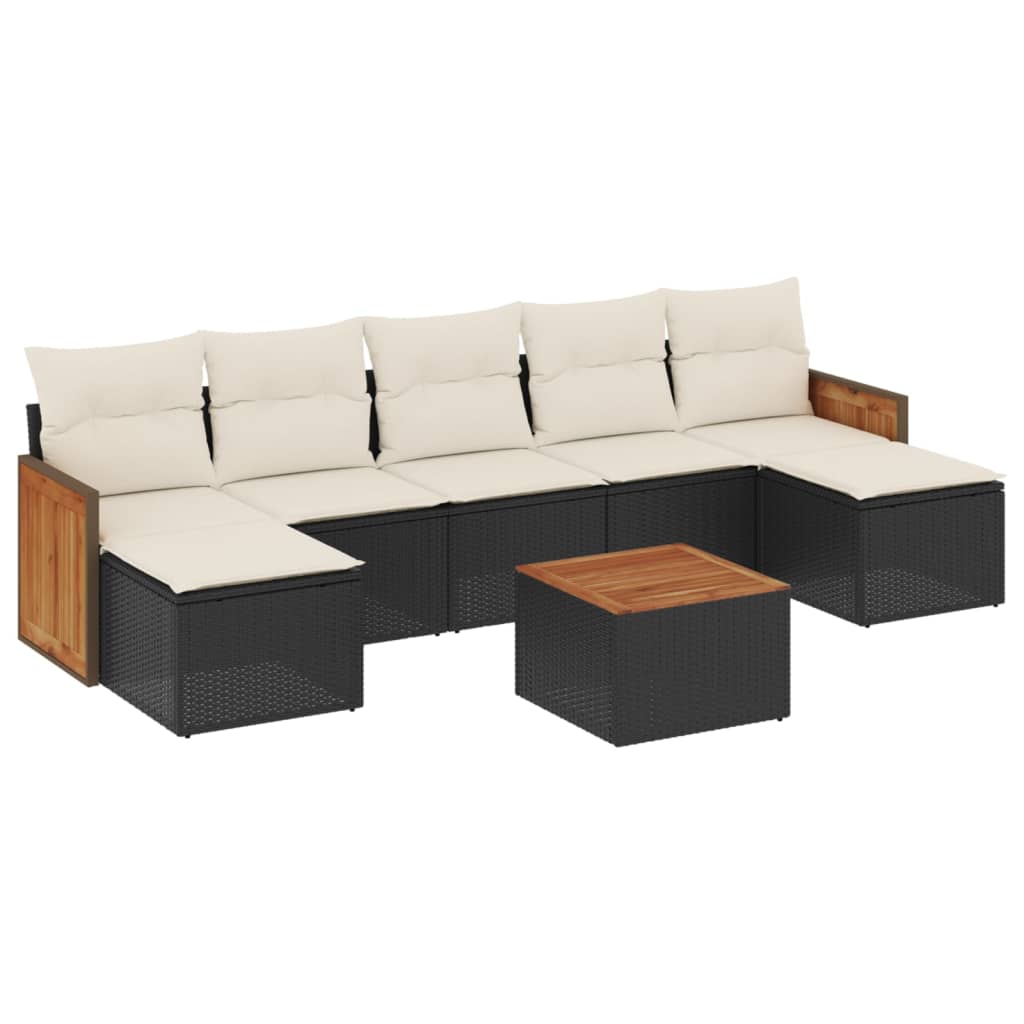 vidaXL Set mobilier de grădină cu perne, 8 piese, negru, poliratan vidaXL Set mobilier de grădină cu perne, 8 piese, negru, poliratan