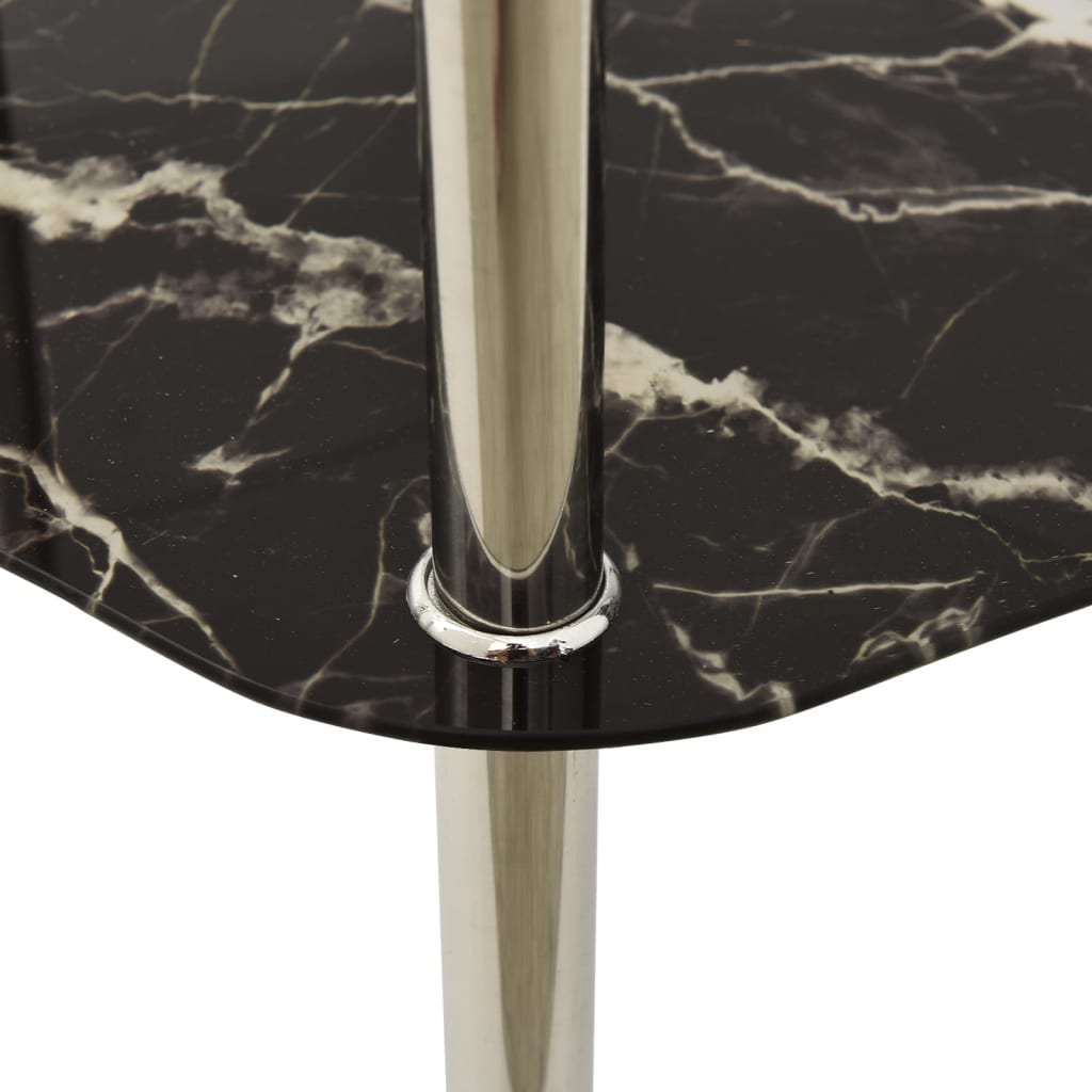 vidaXL Masă laterală 2niv. transparent/negru marmură 38x38x50cm sticlă vidaXL Masă laterală 2niv. transparent/negru marmură 38x38x50cm sticlă