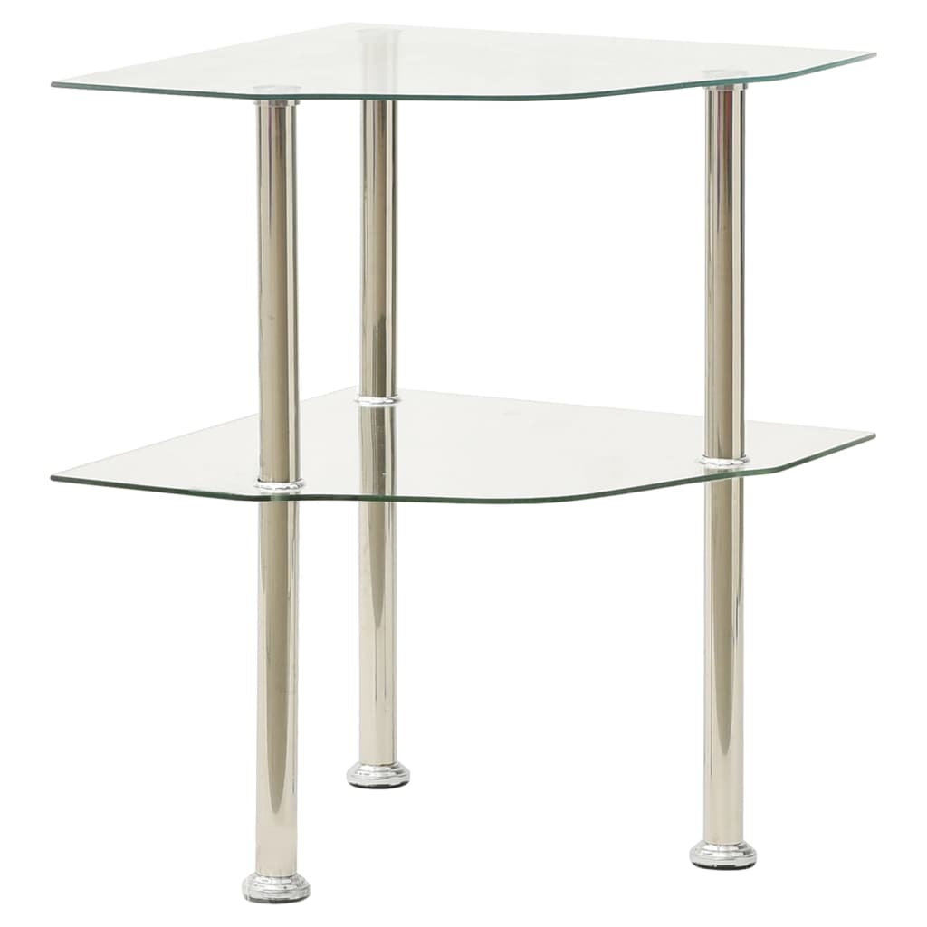 vidaXL Masă laterală, 2 niveluri, transparent, 38x38x50 cm, sticlă vidaXL Masă laterală, 2 niveluri, transparent, 38x38x50 cm, sticlă