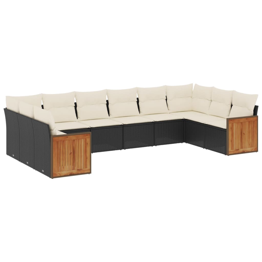 vidaXL Set canapele de grădină cu perne, 10 piese, negru, poliratan vidaXL Set canapele de grădină cu perne, 10 piese, negru, poliratan