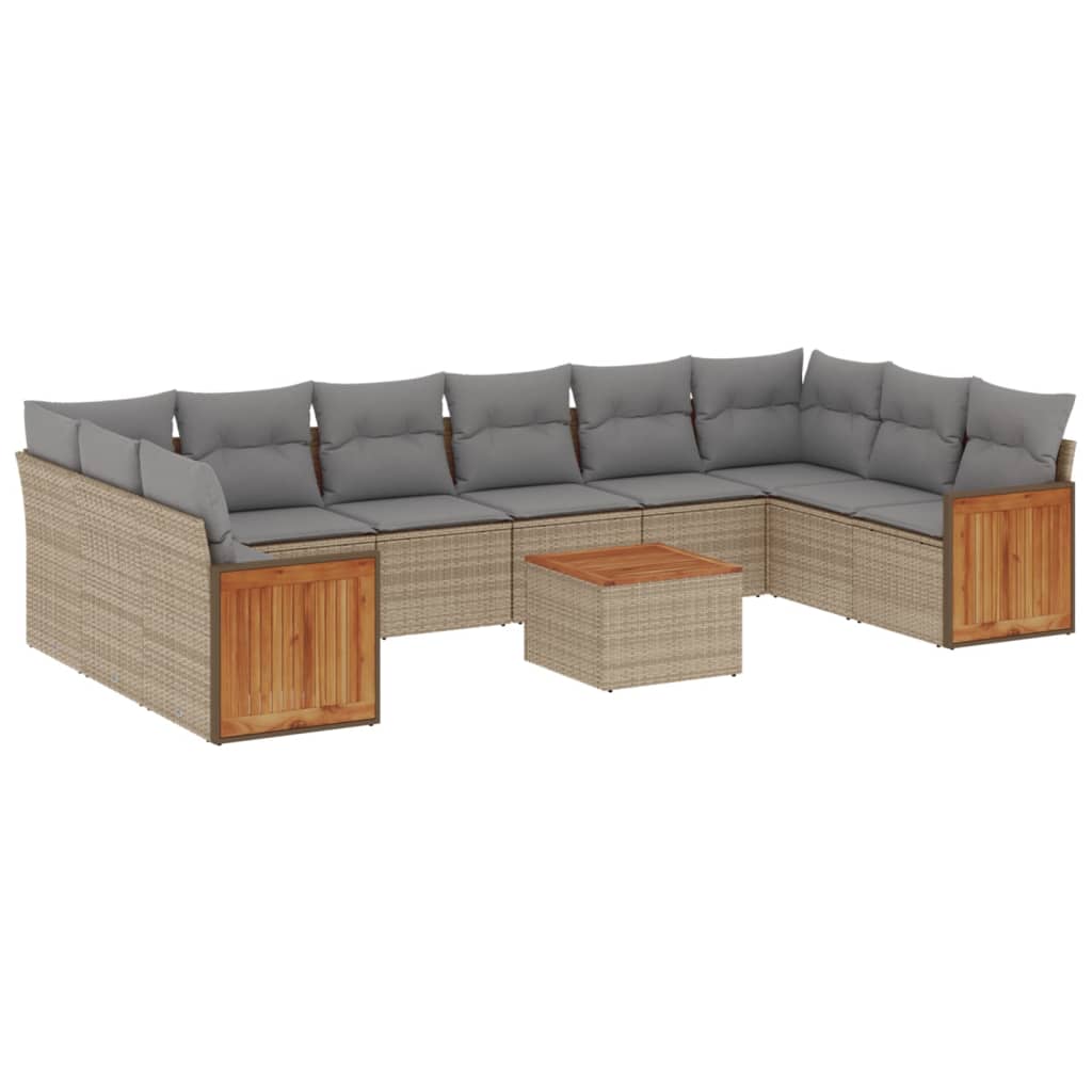 vidaXL Set canapele de grădină cu perne, 11 piese, bej, poliratan vidaXL Set canapele de grădină cu perne, 11 piese, bej, poliratan