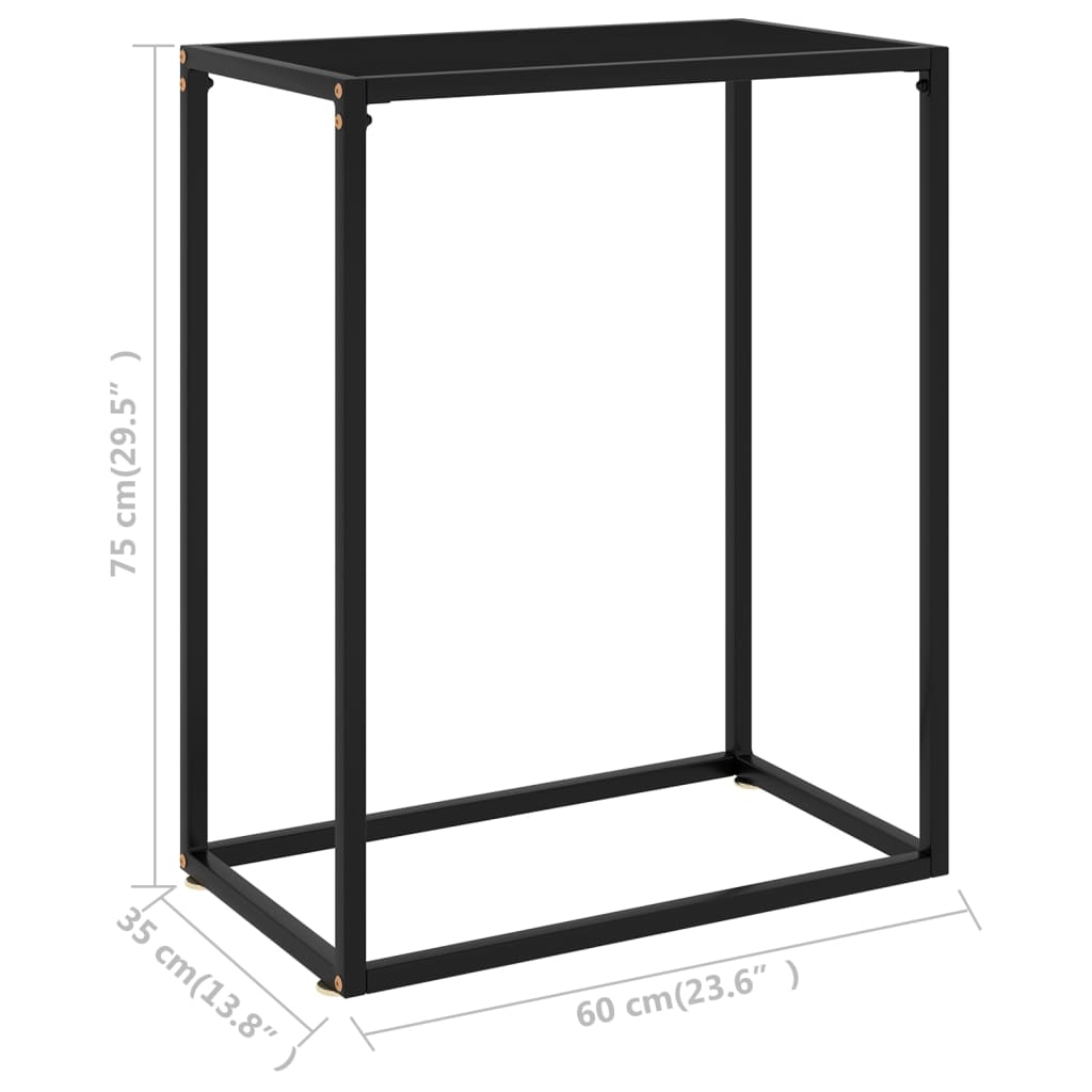 vidaXL Masă consolă, negru, 60x35x75 cm, sticlă securizată