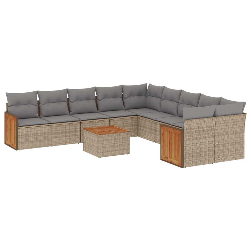 vidaXL Set canapele de grădină cu perne, 11 piese, bej, poliratan vidaXL Set canapele de grădină cu perne, 11 piese, bej, poliratan