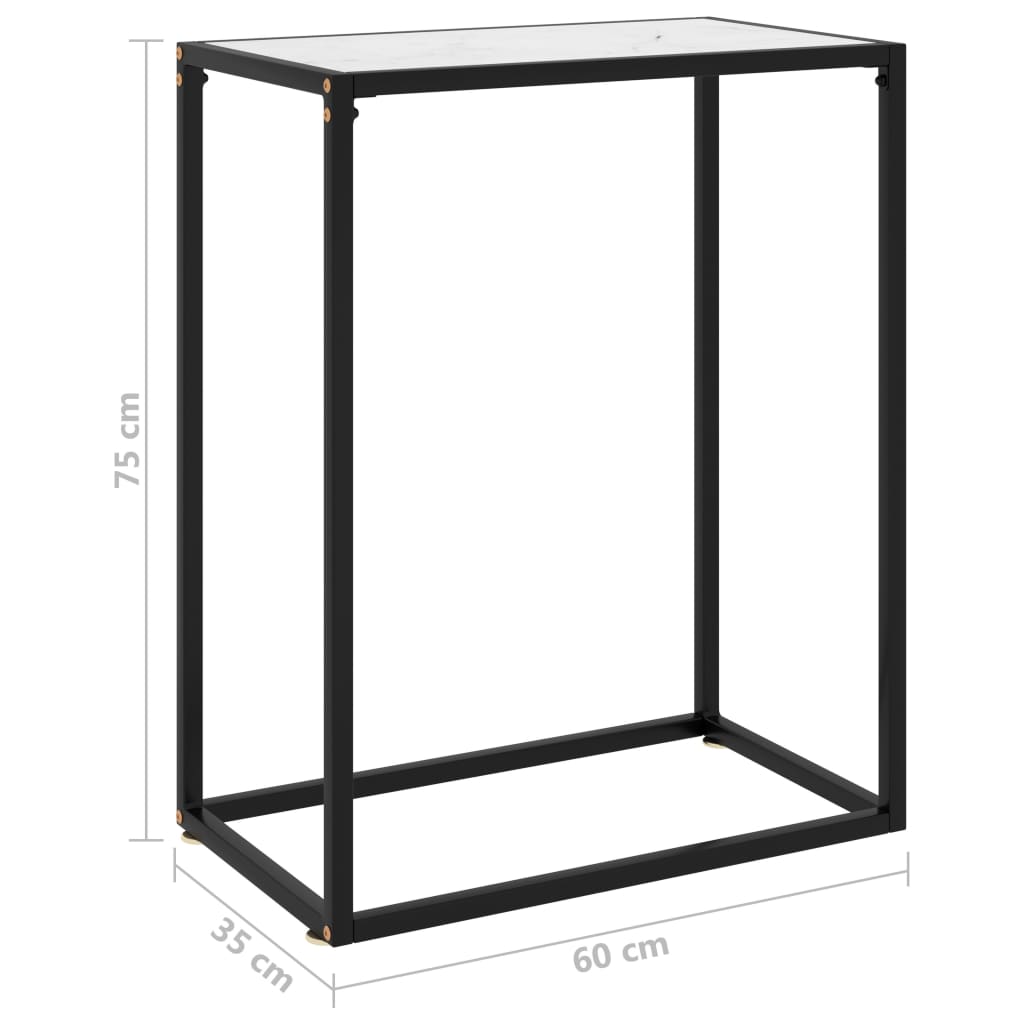 vidaXL Masă consolă, alb, 60x35x75 cm, sticlă securizată vidaXL Masă consolă, alb, 60x35x75 cm, sticlă securizată