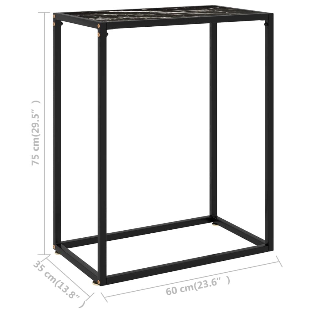 vidaXL Masă consolă, negru, 60x35x75 cm, sticlă securizată