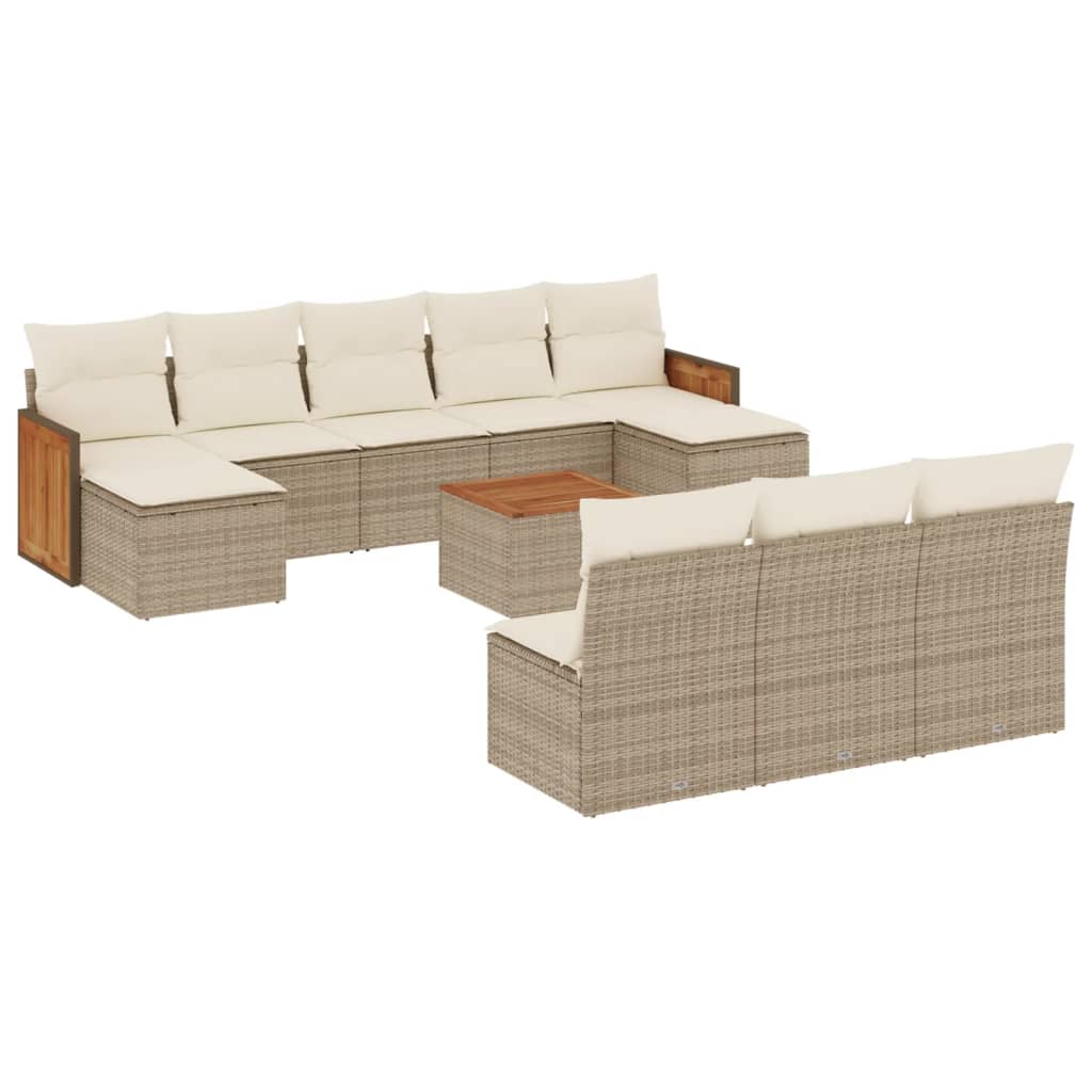 vidaXL Set canapele de grădină cu perne, 11 piese, bej, poliratan vidaXL Set canapele de grădină cu perne, 11 piese, bej, poliratan