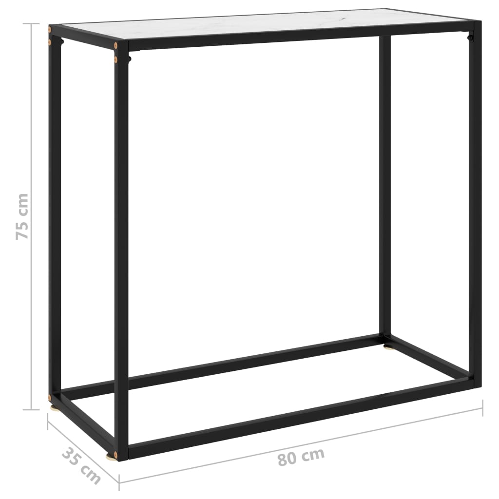 vidaXL Masă consolă, alb, 80x35x75 cm, sticlă securizată vidaXL Masă consolă, alb, 80x35x75 cm, sticlă securizată