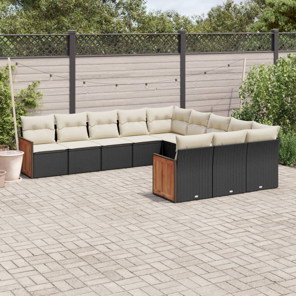 vidaXL Set canapele de grădină cu perne, 11 piese, negru, poliratan vidaXL Set canapele de grădină cu perne, 11 piese, negru, poliratan