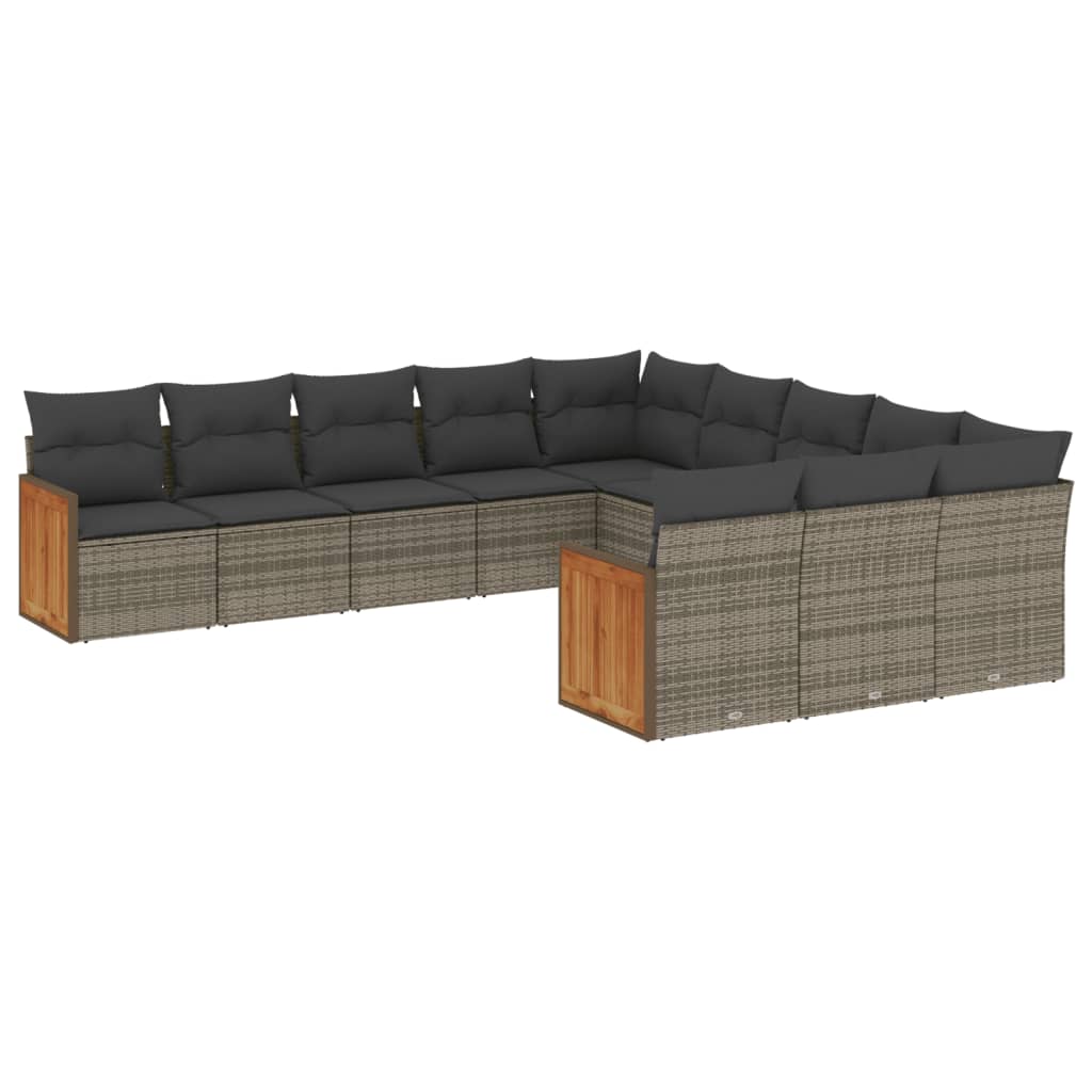 vidaXL Set canapele de grădină cu perne, 11 piese, gri, poliratan vidaXL Set canapele de grădină cu perne, 11 piese, gri, poliratan
