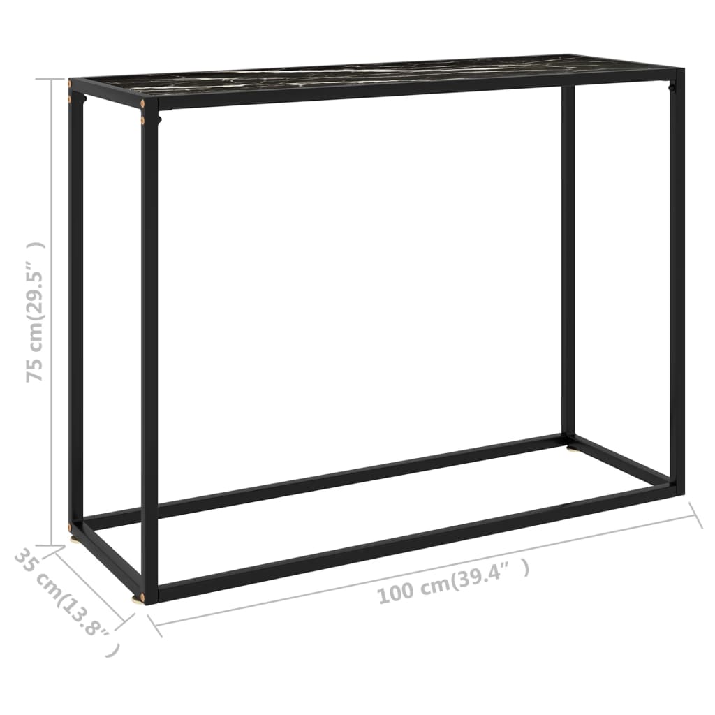 vidaXL Masă consolă, negru, 100x35x75 cm, sticlă securizată