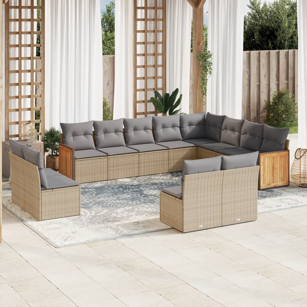 vidaXL Set canapele de grădină cu perne, 12 piese, bej, poliratan vidaXL Set canapele de grădină cu perne, 12 piese, bej, poliratan