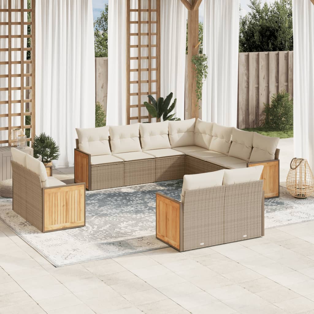 vidaXL Set canapele de grădină cu perne, 11 piese, bej, poliratan vidaXL Set canapele de grădină cu perne, 11 piese, bej, poliratan