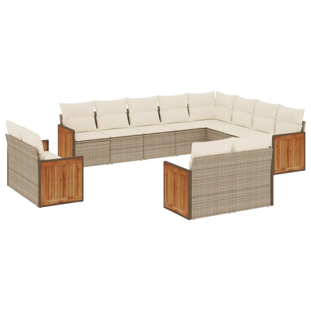 vidaXL Set canapele de grădină cu perne, 12 piese, bej, poliratan vidaXL Set canapele de grădină cu perne, 12 piese, bej, poliratan