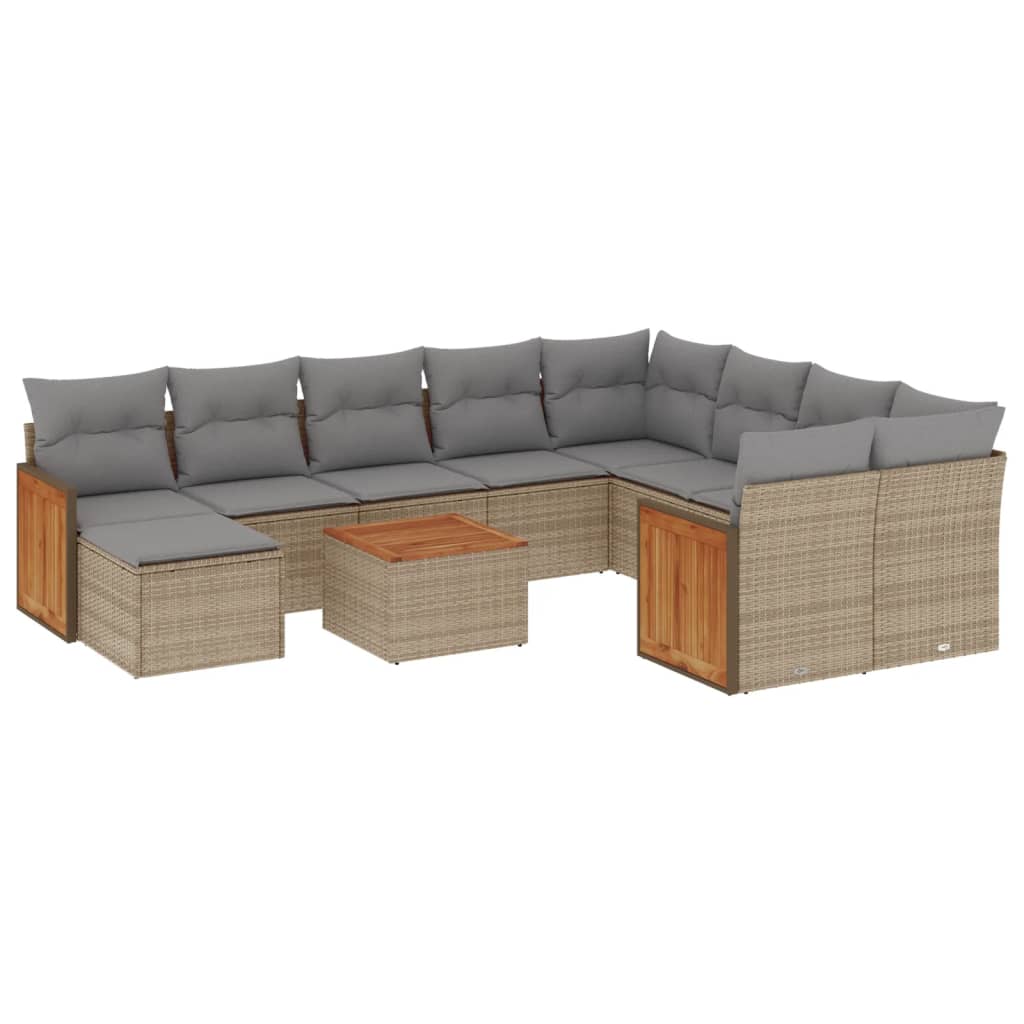 vidaXL Set canapele de grădină cu perne, 11 piese, bej, poliratan vidaXL Set canapele de grădină cu perne, 11 piese, bej, poliratan