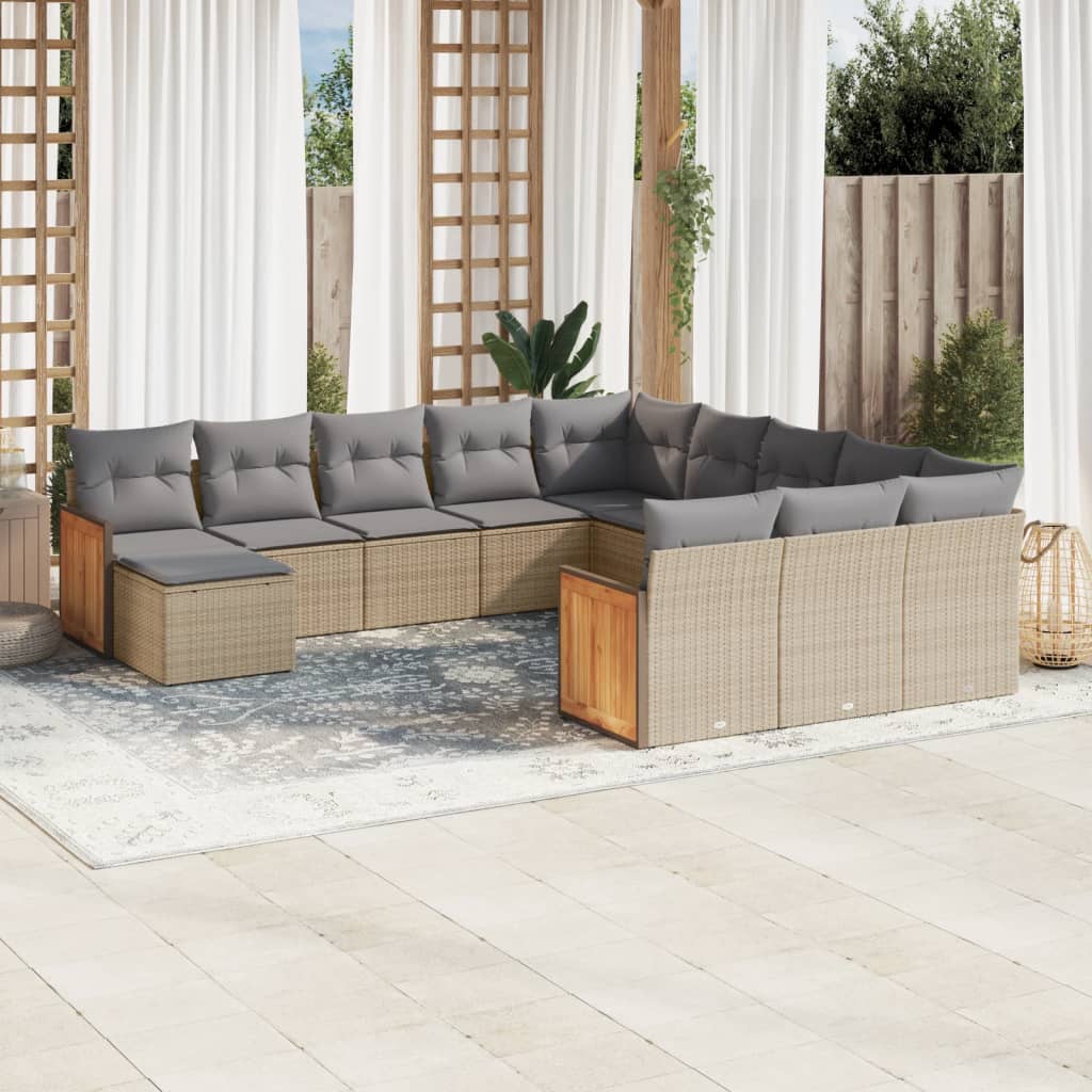 vidaXL Set canapele de grădină cu perne, 12 piese, bej, poliratan vidaXL Set canapele de grădină cu perne, 12 piese, bej, poliratan