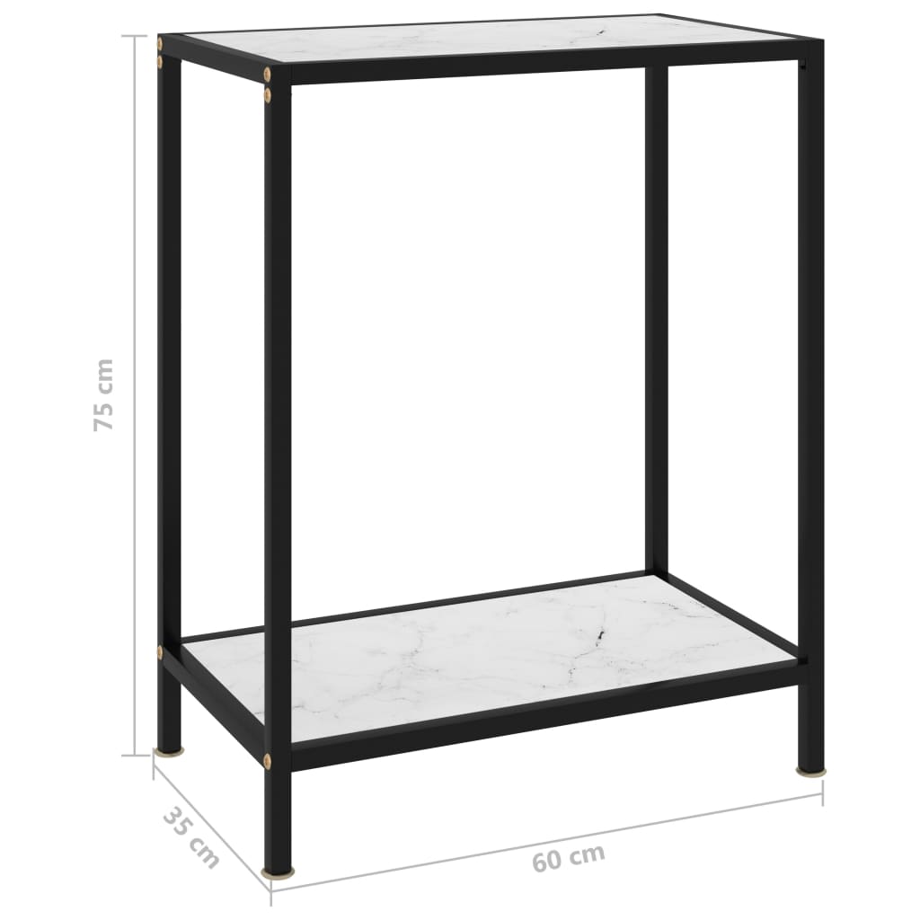 vidaXL Masă consolă, alb, 60 x 35 x 75 cm, sticlă securizată vidaXL Masă consolă, alb, 60 x 35 x 75 cm, sticlă securizată