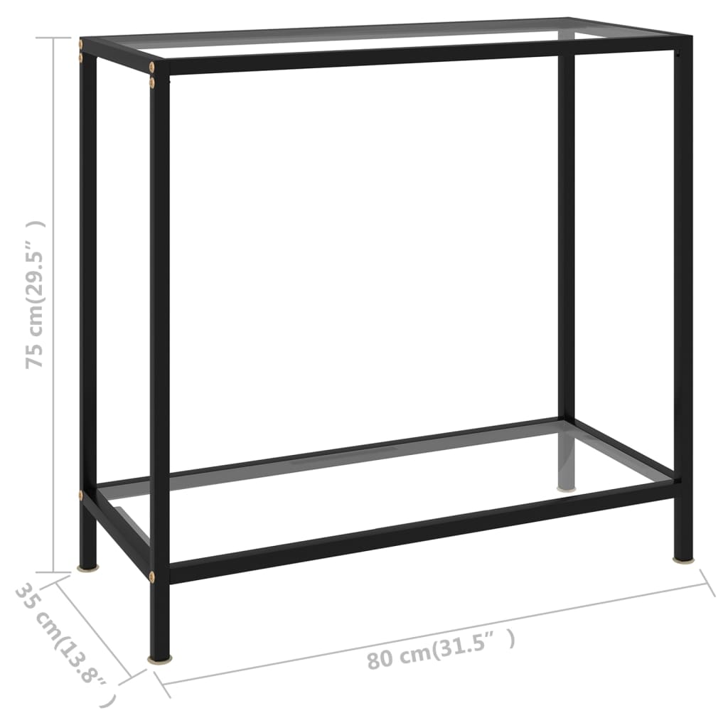 vidaXL Masă consolă, transparent, 80 x 35 x 75 cm, sticlă securizată vidaXL Masă consolă, transparent, 80 x 35 x 75 cm, sticlă securizată